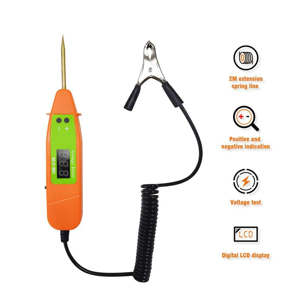 

Car Voltage Detector Test Pen LCD Digital Display Circuit Testers 2m Extension Line With Clip DC3-36V Motorbike Car light Truck