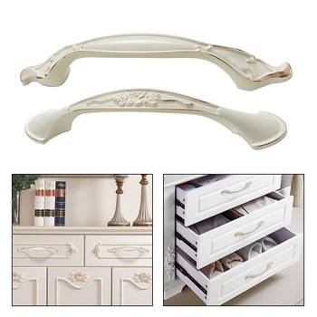 Alloy Ivory white Cabinet Handles Hardware Kitchen Cupboard Door Pulls Drawer Knobs Kitchen European Fashion Furniture Handle