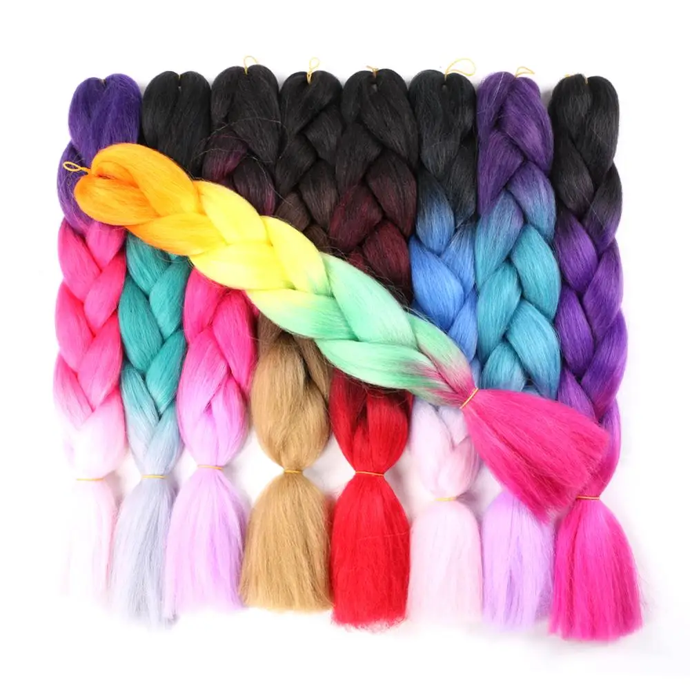 

DAIRESS High Temperature Fiber Jumbo Braids Ombre Synthetic Braiding Hair Extensions 100g 24inch Crochet Braiding Hair For Women