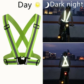 

New 2pcs Cycling Vest Night Reflective Elastic Strap Safe Bicycling Vest Bike Accessories XD88
