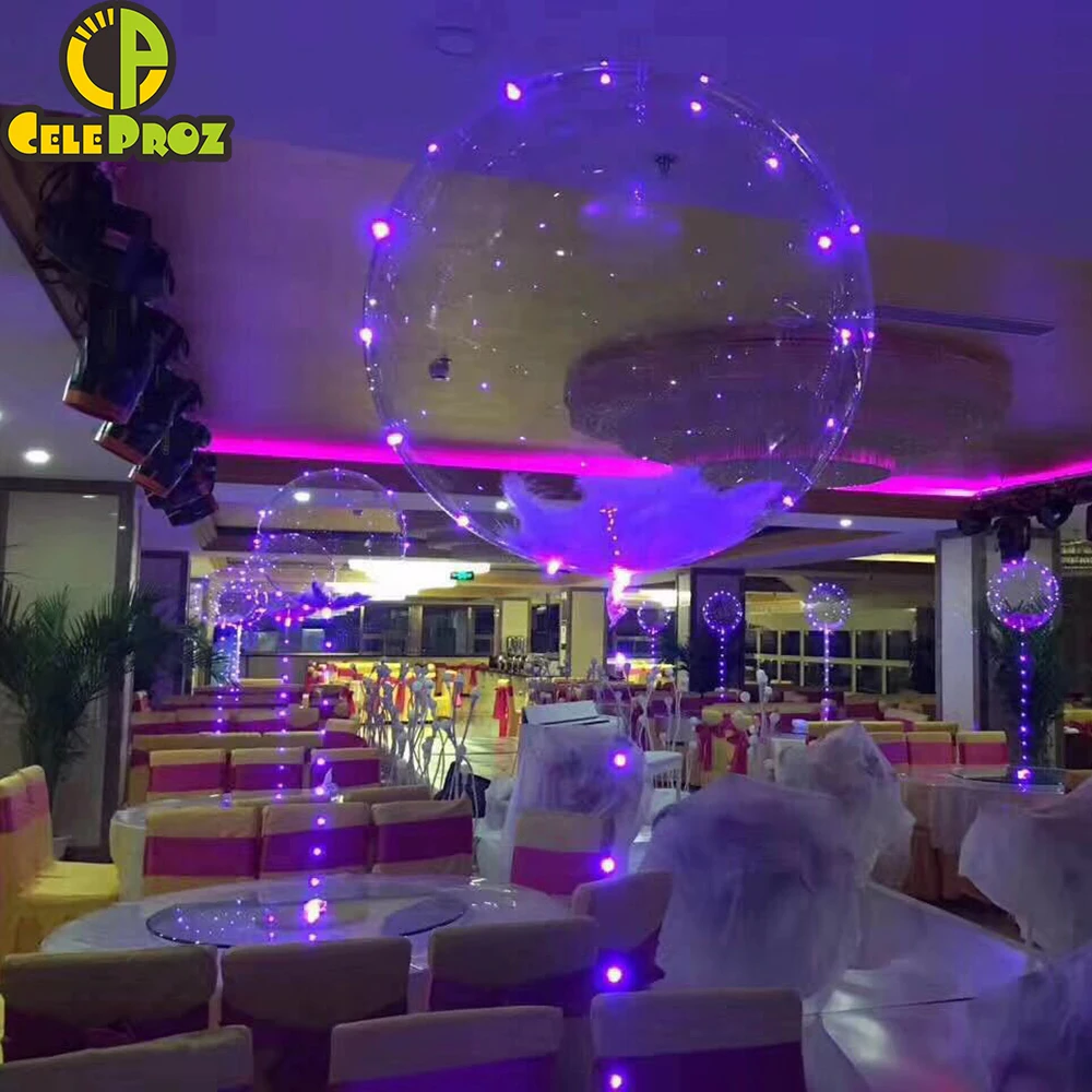 Luminous Led BoBo Balloon Transparent Round Bubble Decoration Wedding Birthday Party Balloon Colorful Light Christmas Tree Decor