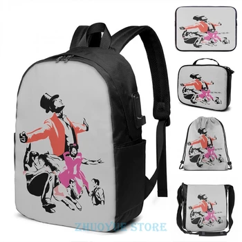 

Funny Graphic print The Greatest Showman Silhouette USB Charge Backpack men School bags Women bag Travel laptop bag