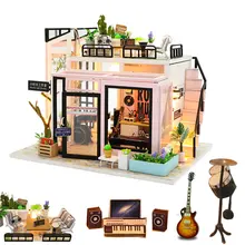 1:12 Кукольный домик студия diy Деревянный Кукольный дом с радио бас аксессуары miniaturas house kast мебельный комплект casa de juguete