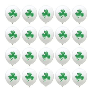 

20Pcs 12 Inches Irish Carnival Clover Balloons Latex Balloon Party Supplies for St. Patricks Day (White) A30