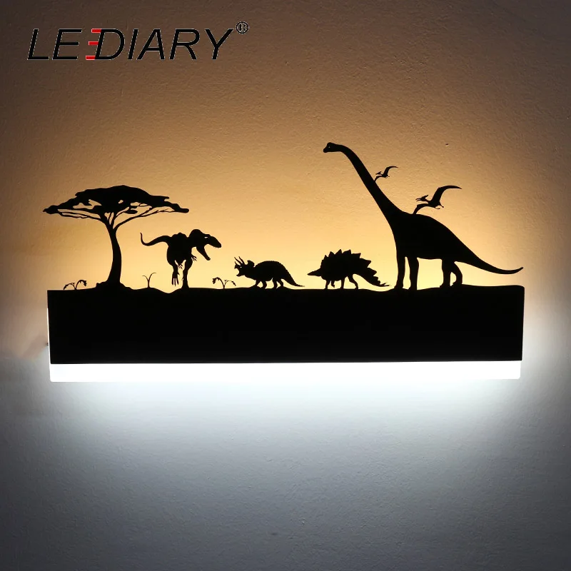 Dinosaur Светодиодный Светодиодный настенный светильник в стиле ретро, креативная живопись, 110-240 В, современное черное бра, украшение для ванной комнаты, гостиной, комнаты с животными - Цвет абажура: Dinosaur
