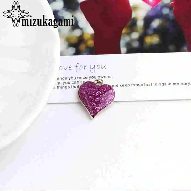 Подвески из цинкового сплава с золотым сердцем, 10 шт./партия, модное изготовление, поиск ювелирных изделий, аксессуары