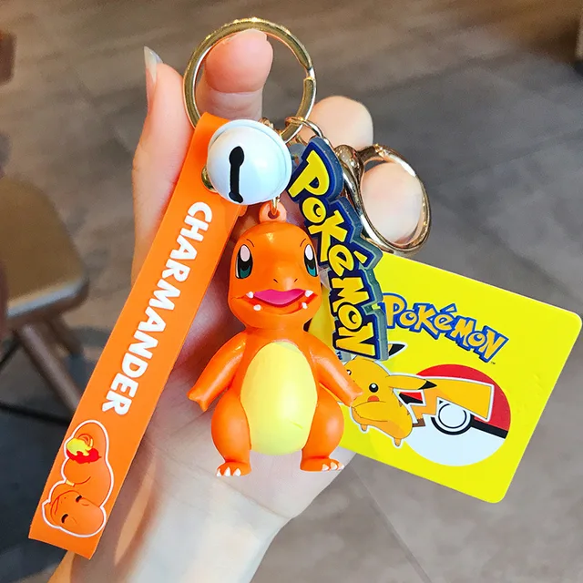 Genuine Pokemon Action Figure Pikachu Keychain Pokémon Keychain Squirtle Psyduck Keychain Model Car Keychain Charmander