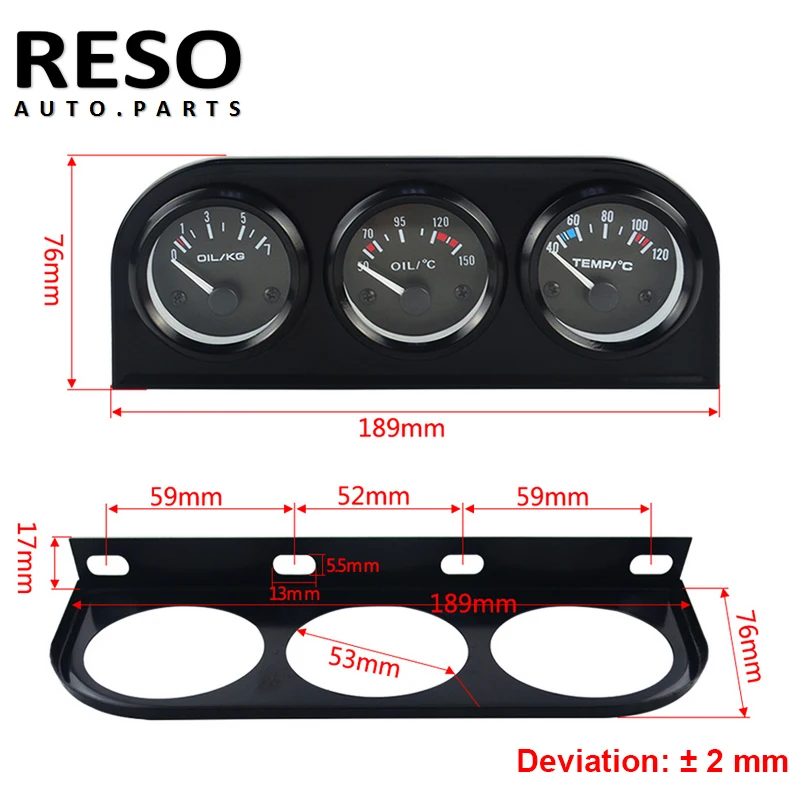 52 мм 3 в 1 измеритель давления масла датчик температуры масла+ Датчик температуры воды+ Датчик давления масла комплект или вольтметр тройной метэ