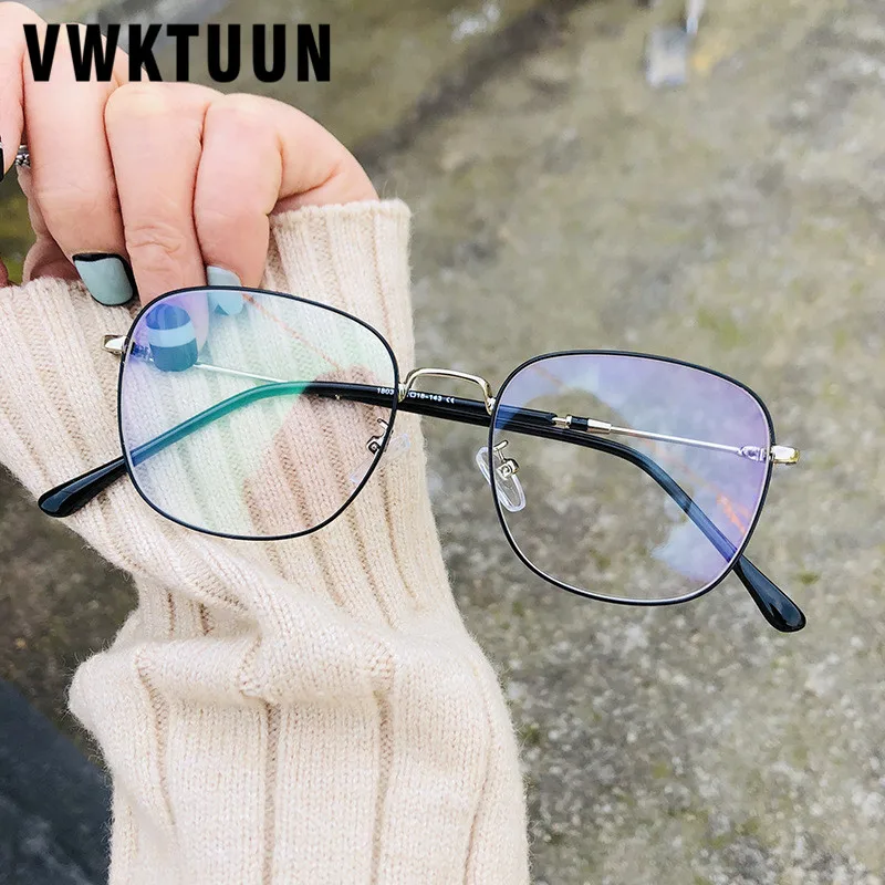 VWKTUUN, квадратная оправа для очков, прозрачные линзы, очки, геометрические металлические очки для близорукости, оправа для очков, поддельные очки, оптическая оправа для очков