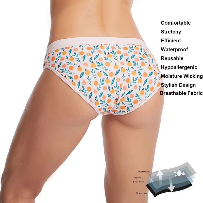 3Pcs Teen Girls Period Underwear Absorbent Menstrual Panties 4 Layer Leak-Proof Organic Cotton Protective Briefs for Women 2