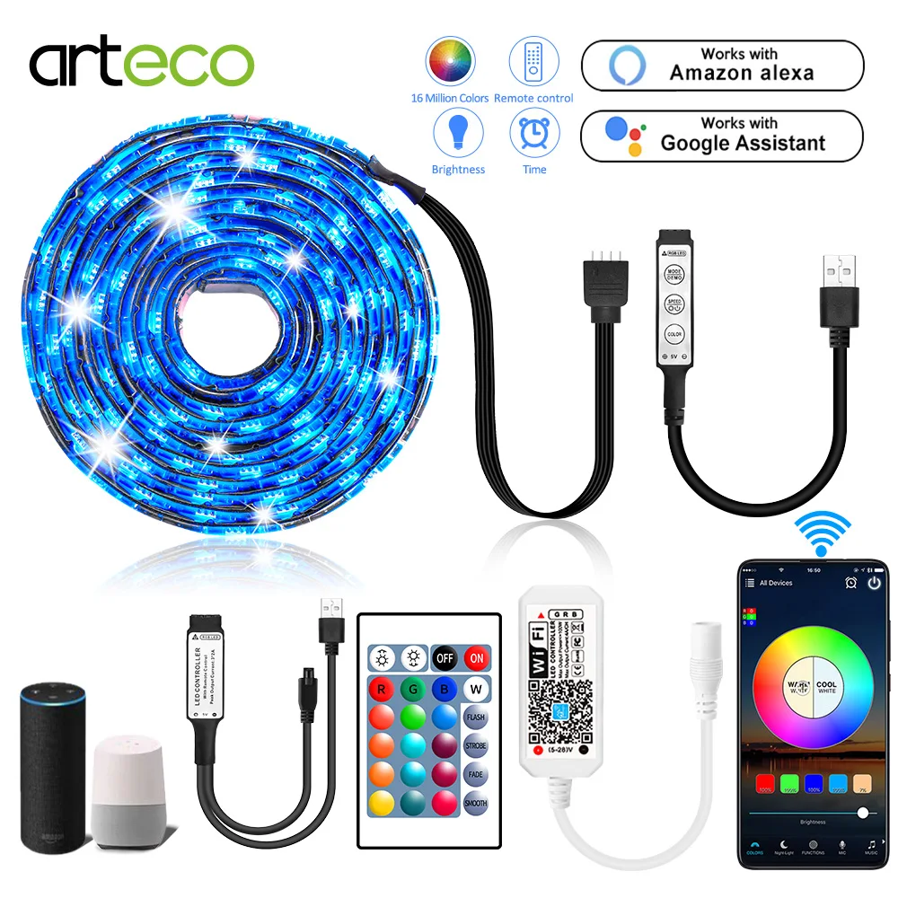 Гибкая светодиодная лента 5 В Wi-Fi 5050 USB водонепроницаемая RGB подсветка телевизора