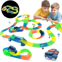 Magical Glowing Track Racing Cars with Colored Lights DIY Assembly Flexible Racing Bend Rail Track Car Toys for Children 1