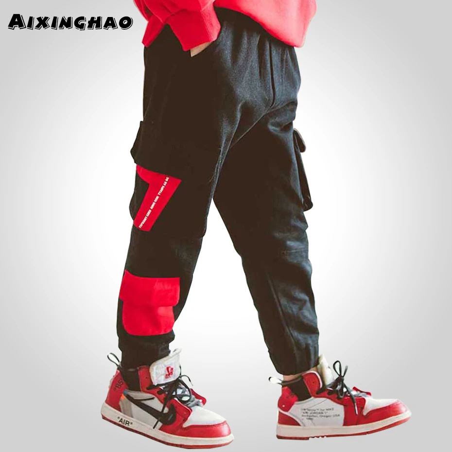 Штаны для мальчиков штаны-карго с буквенным принтом детские штаны карманами в