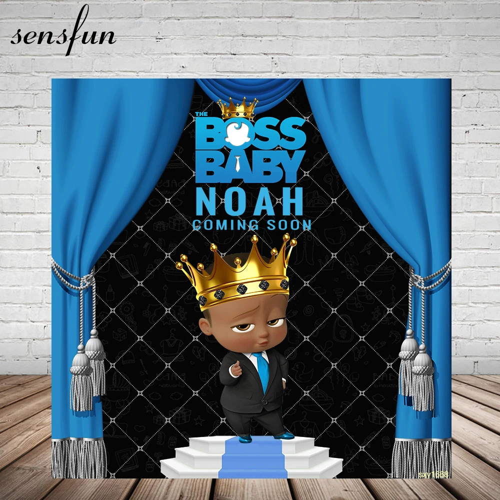 Sensfun Boss Baby Shower 1 день Рождения Вечеринка фон для Мальчиков Королевский синий