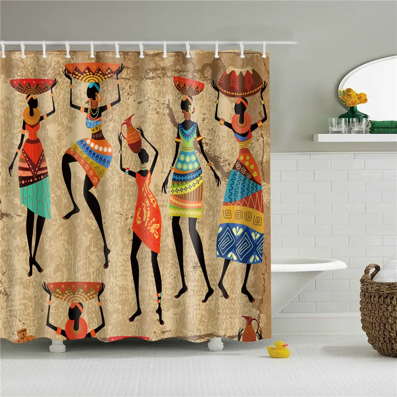 Абстрактные африканские занавески для душа принты ткани шторы из полиэстера для ванной водонепроницаемый занавески для ванных комнат крючки украшения