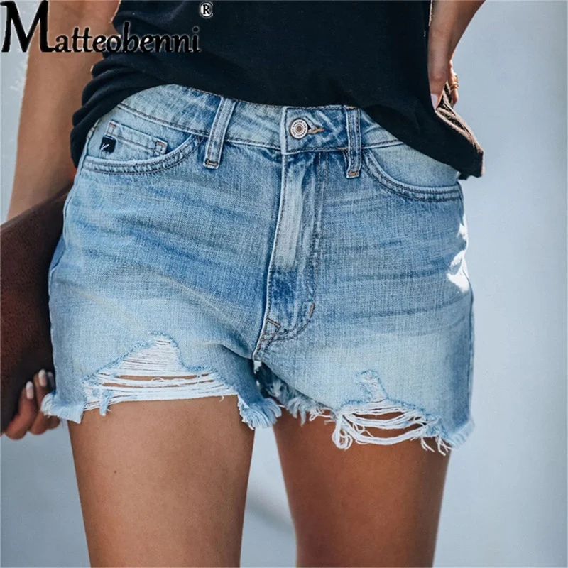 High Waist Women Short Jeans Summer Fashion Sexy Ripped Tassel Denim Shorts New Casual Push Up Vintage Denim Shorts Streetwear