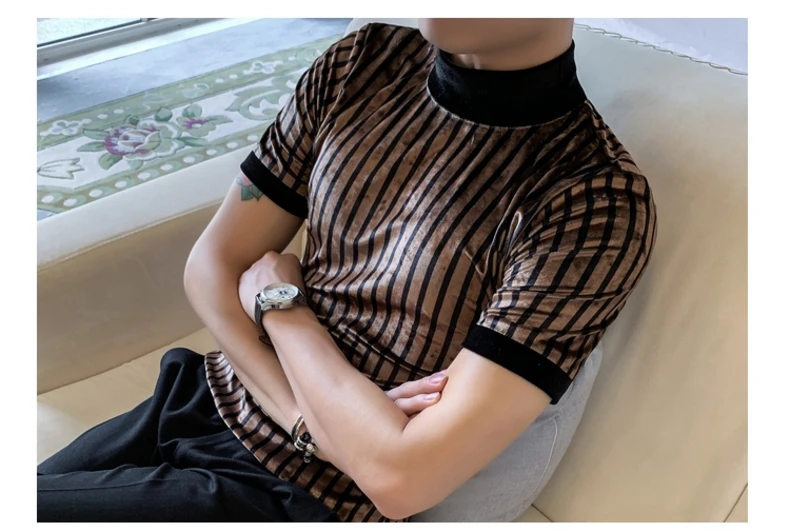 Мода Social Club полосатые футболки мужские с коротким рукавом мужские футболки Homme тонкий обтягивающий прилегающий Chemise Homme Корея
