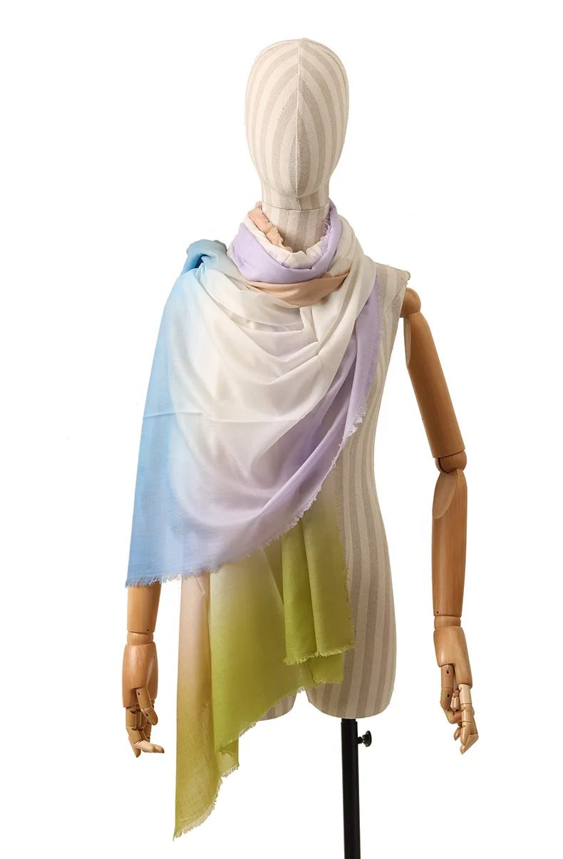 new wool multicolor gradient thin section women's shawl scarf dual purpose