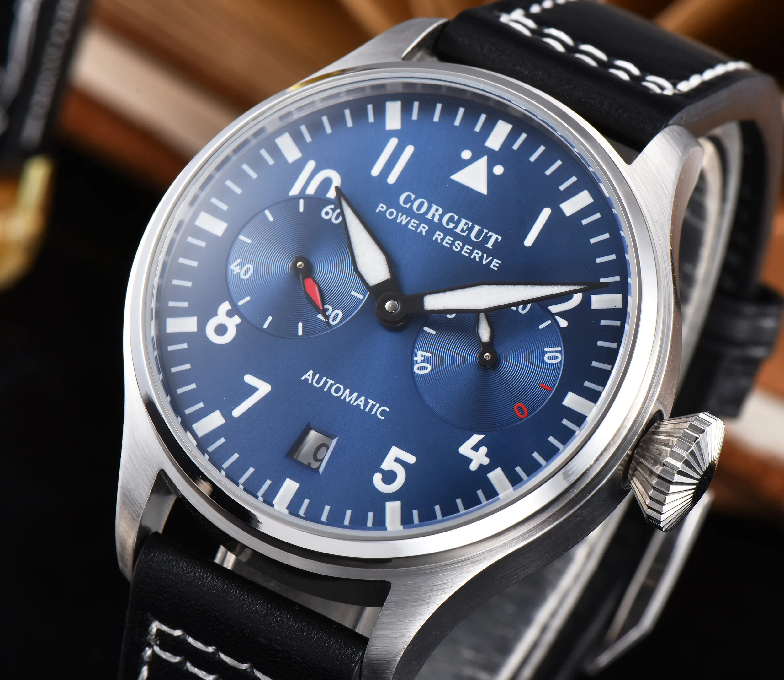 

Luxury Brand Corgeut42MM Automatic Men's Machinery Watch Nightlight Date Blue dial Stainless Steel True Belt Men's Watch