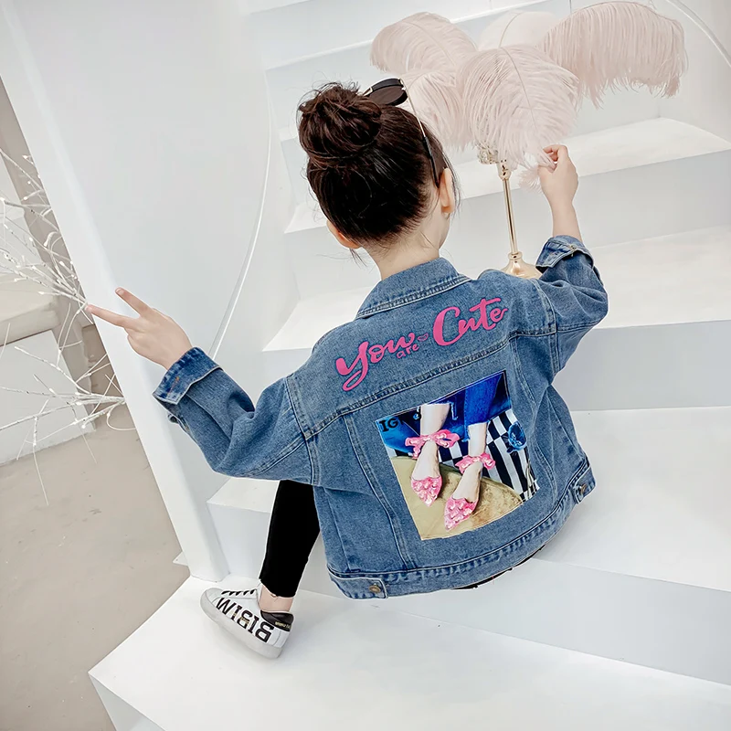 

2019 Baby/kids Jacket Autumn Winter/girls Coat Kurtki Dzieciece Children Clothes Toddler Jackets Print Denim Coat/jacket 9 10 12