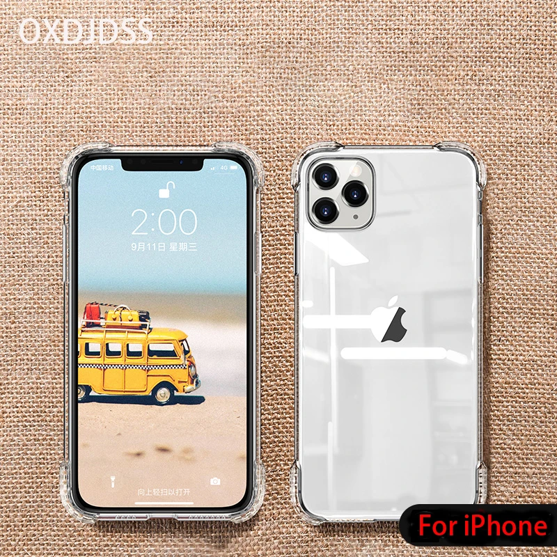 

Clear Silicone Case For iPhone 11 Pro Case Transparent Soft TPU Cover For iPhone Xs Max XR XS X 7 8 6 6s Plus 11 Pro Max Case
