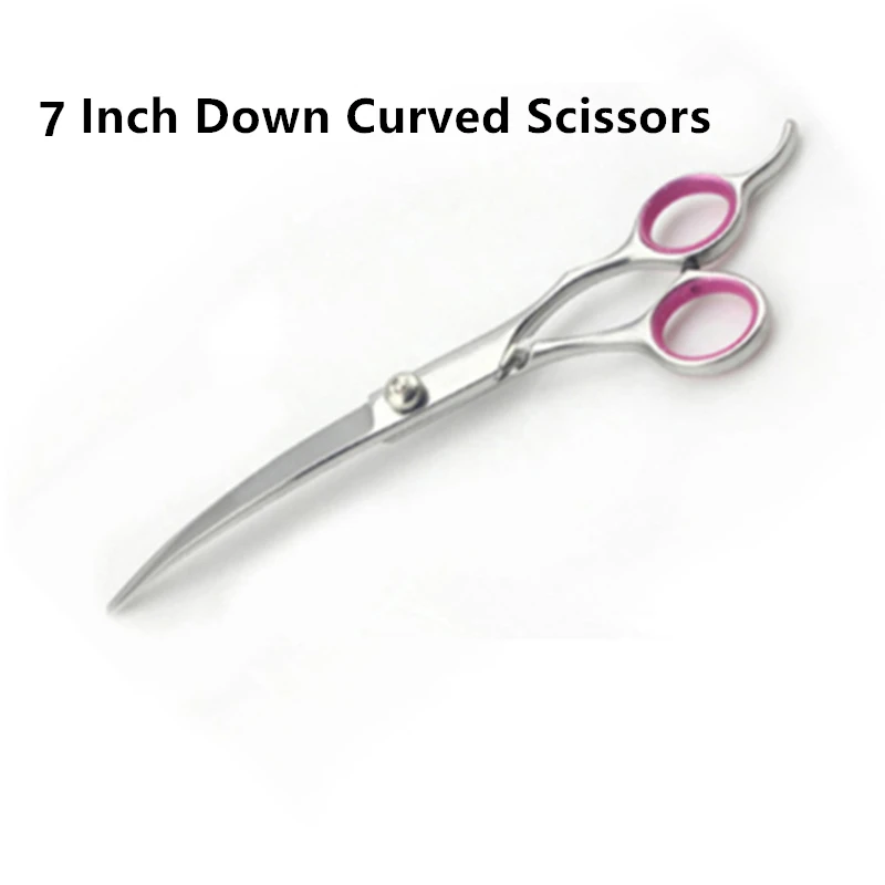 7 Inch Down Curved Ножницы для собак из нержавеющей стали, изогнутые ножницы с острым краем для Стрижки животных, кошек, волос, парикмахерские инструменты для ухода за волосами, набор 4,"-7" - Цвет: 7 Inch Down Curved
