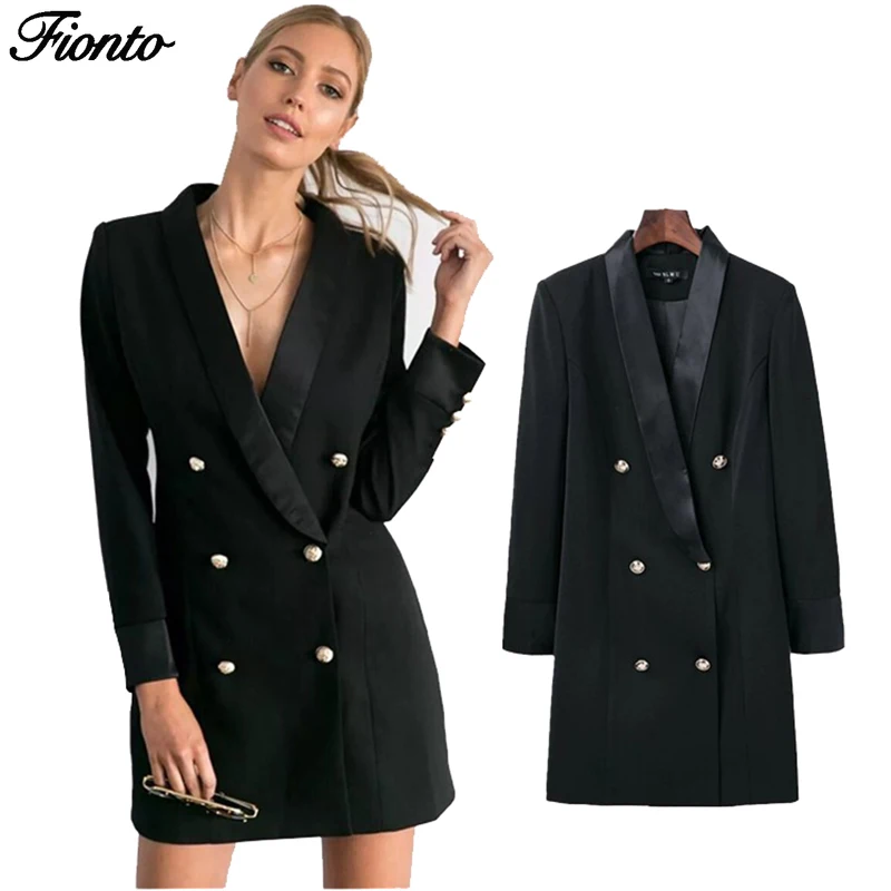 black long sleeve blazer dress