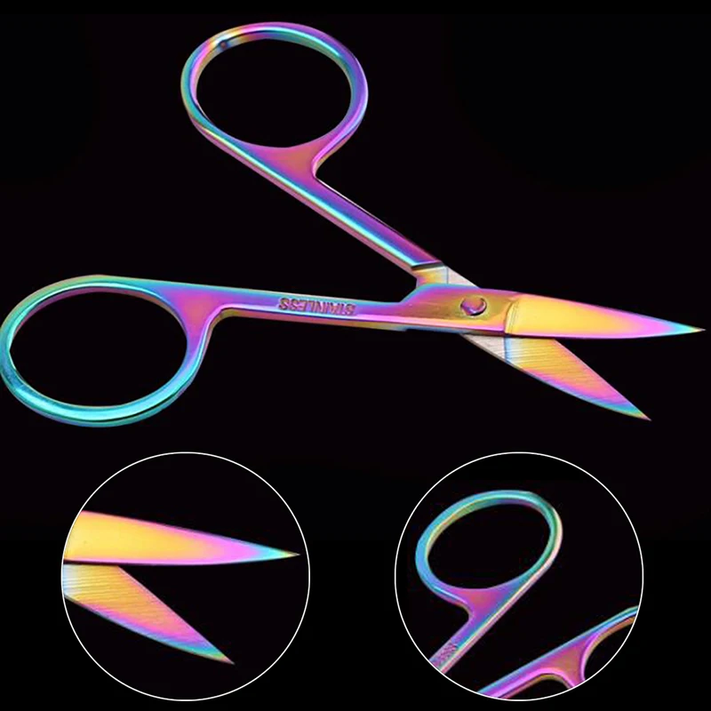 1 Pc Manicure Scissor For Nail Cuticle Makeup Curved Head Eyebrow Scissor Dead Skin Remover Nail Tool
