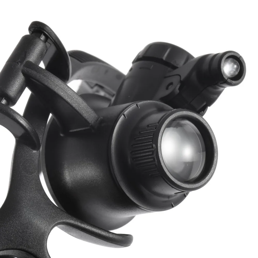 10X 15X 20X 25X LED Magnifier Double Eye Glasses Loupe Lens Jeweler fishing Watch Repair Magnifier Measurement ToolsBest Price
