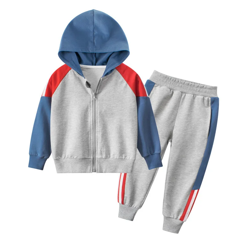 

2PCS Kids Sweatshirts Sports Pants Boys Clothing Sets Cotton Casual Hooded Autumn Boys Clothes Zipper Spring Ropa Para Ninos