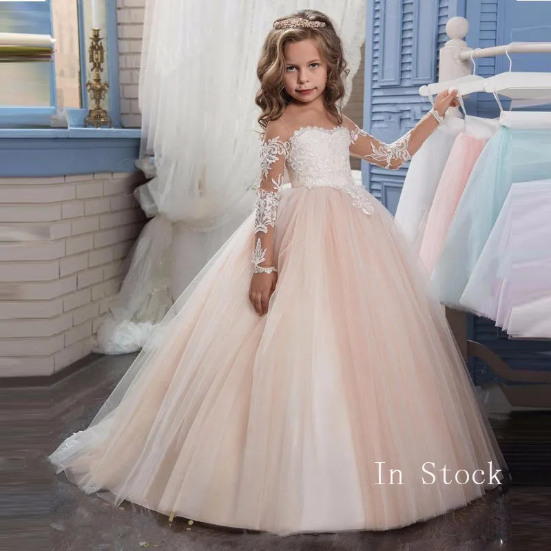 

Cute Baby Dresses for Girls Birthday Baby Long sleeves Princess Dress For Girl Baptism Gown Girls 1 Year Vestido Infantil