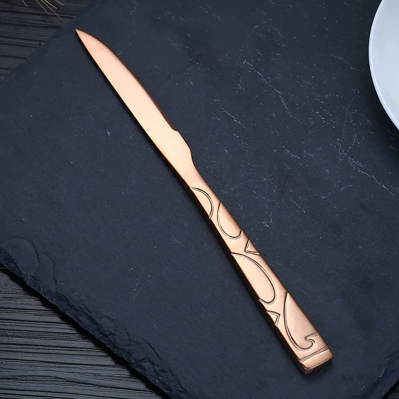 rose gold knife Набор столовых приборов для вечерние торта из нержавеющей стали нож-Лопатка вилка мороженое Десерт чайная ложка для пикника набор кухонных принадлежностей - Цвет: rose gold knife