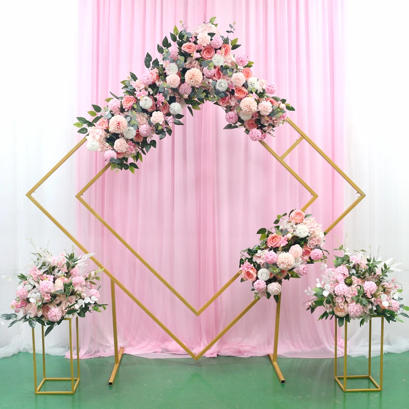 JAROWN Wedding Arch Rhombus Shelf Quadrilateral Geometry Flower Stand Shooting Props Home Party Decoration (1)