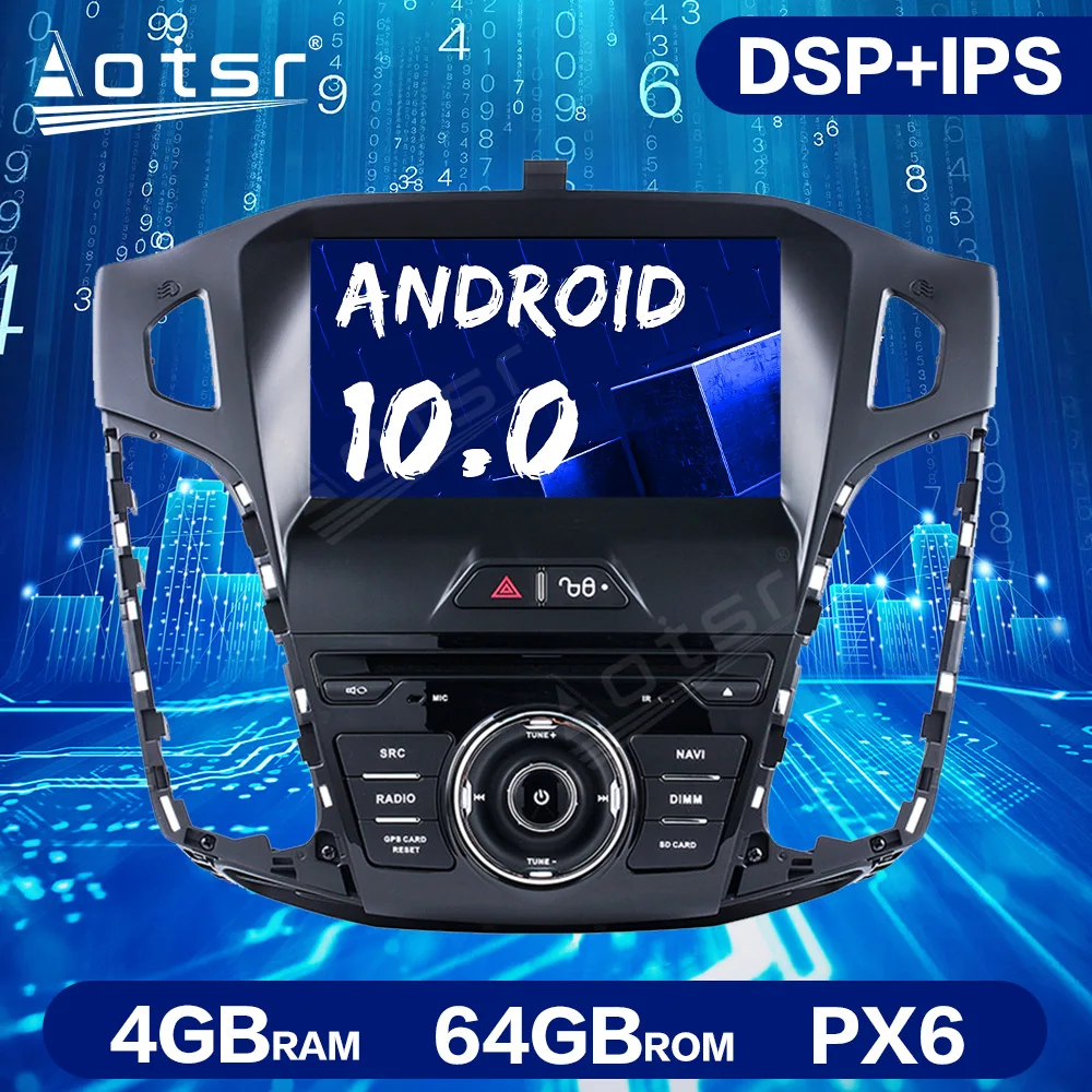 

Автомагнитола PX6, мультимедийный проигрыватель с Android 10,0, 4 Гб + 64 ГБ, DSP, GPS, радио для Ford Focus 2012-2017, автостерео, головное устройство, DVD, видео плеер, ISP