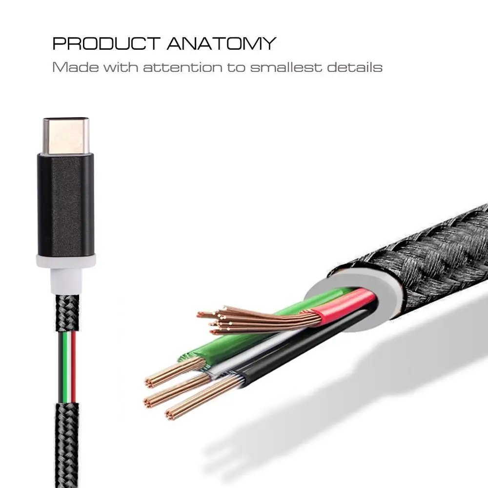 HAWEEL USB-C/type-C Мужской до 3,5 мм Женский переплетенный текстурный аудио адаптер для Galaxy S8& S8+/LG G6/huawei P10& P10 Plus