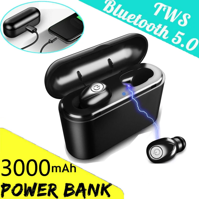 

Bluetooth Earphones 5D Stereo Wireless Headphones Running Sport Bass Headset with 3000mAh Power Bank For iPhone xiaomi huawei