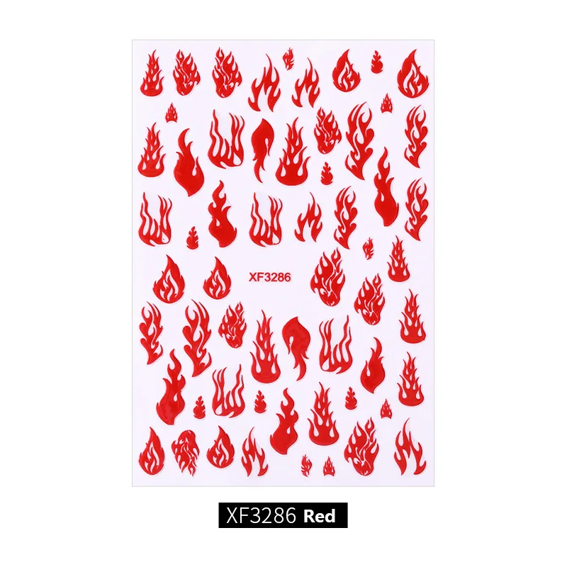 XF3286 Red 3 шт огненные наклейки для ногтей огненные наклейки для фольги для ногтей голографические золотые серебряные наклейки для маникюра наклейки-трафарет для украшения ногтей - Цвет: XF3286 Red