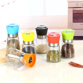 

4 Pcs Premium Manual Glass Pepper Salt Spice Grinder Mill Hand Pepper Herb Mill Shakers With Cover BBQ Kitchen Tool