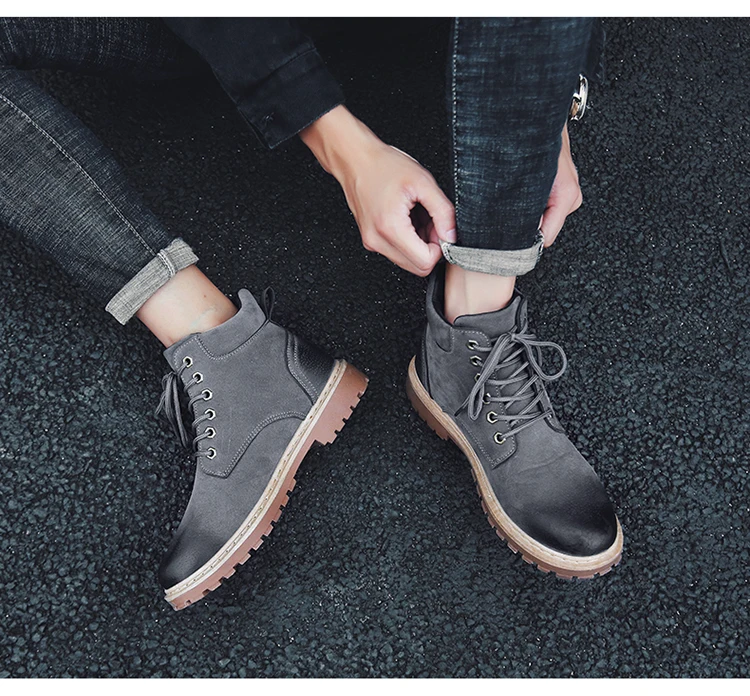 Winter Men Boots Classic Outdoor Ankle Boots Male Lace Up Anti-slip Booties Martin Shoes Vintage British Military Combat Boots