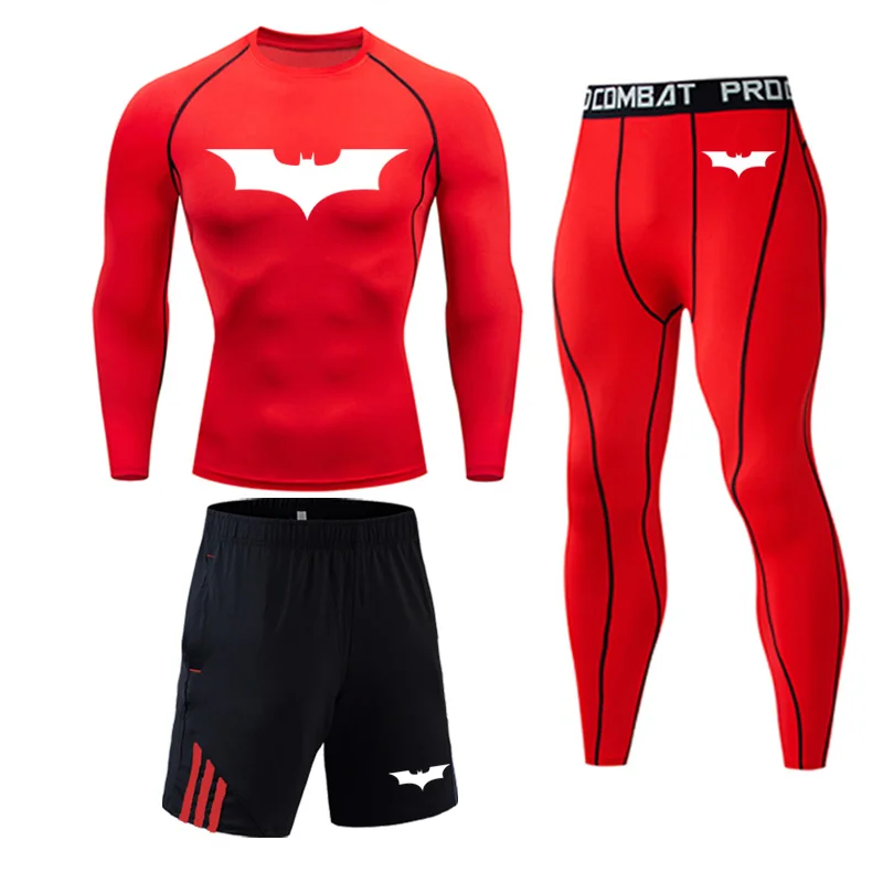 Winter Thermal Underwear Sets Men Tracksuit compression MMA rashgard male Gym jogging suit Sports suit Marvel Batman long johns
