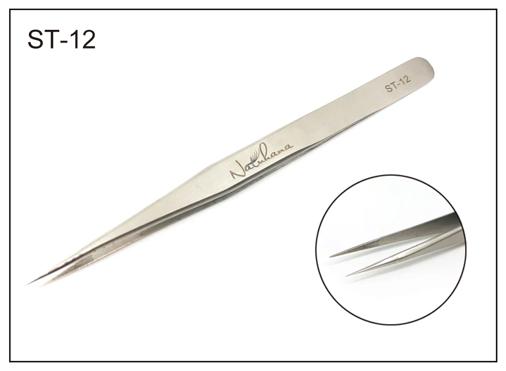 NATUHANA антистатические прямые пинцеты для ресниц инструменты для обслуживания промышленных прецизионных изогнутых прямых пинцетов инструмент для макияжа - Цвет: ST-12