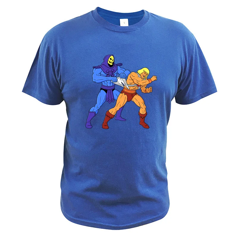 Футболки «Мастера Вселенной» Веселая футболка из хлопка с короткими рукавами с героями фильмов «он-мен скелетор» и «супергерой» - Цвет: Синий