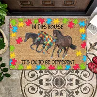 Autism Horse In This House Its Ok To Be Different Doormat Non Slip Door Floor Mats Decor Porch Doormat 1