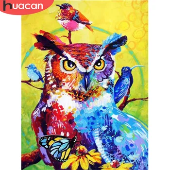

HUACAN 5D Diamond Painting Owl Full Square Round Rhinestone Kit Diamond Embroidery Animal Mosaic Bird Needlework Wall Art