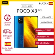 POCO-teléfono inteligente X3 NFC, 6GB 64GB 128GB los teléfonos móviles versión Global, Snapdragon 732G, pantalla táctil FHD de 6,67 pulgadas, cámara cuádruple ia de 64MP, batería de 5160mAh, carga rápida de 33W españa