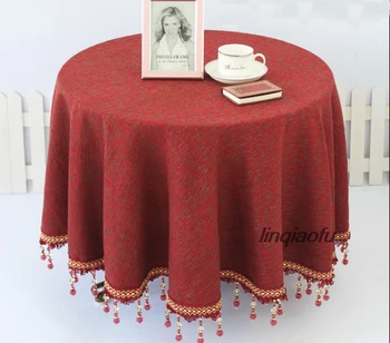 

Linen European round tablecloth Hotel simple modern American dining table cloth cotton and linen Table runner