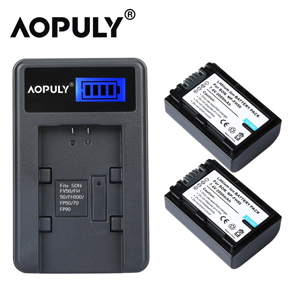 LCD1 n 2 battery 2000 мАч NP-FH50 NP FH50 аккумуляторная батарея для камеры NPFH50 батарея для sony FH70 FH100 A230 A330 A290 A380, аксессуары для sony - Цвет: LCD1 n 2 battery
