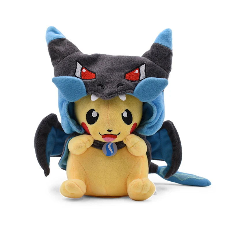 Горячие игрушки 20-24 см 7,9-9,4 ''Пикачу Косплей тиранитар Hydreigon Charizard Snorlax Ampharos Garchomp Мягкие плюшевые игрушки плюш - Цвет: 22cm Charizard laugh