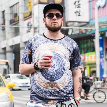 

GONTHWID Summer street hip-hop plus size men's t-shirt printed short sleeve plus fat