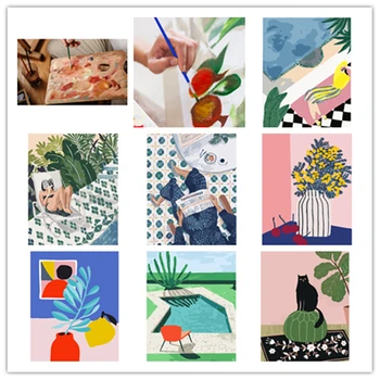 

Faroot Paint by Numbers Kids Adults Beginner DIY Oil Painting Kits Drawing Paintwork Canvas with Paint Brushes Acrylic Pigment